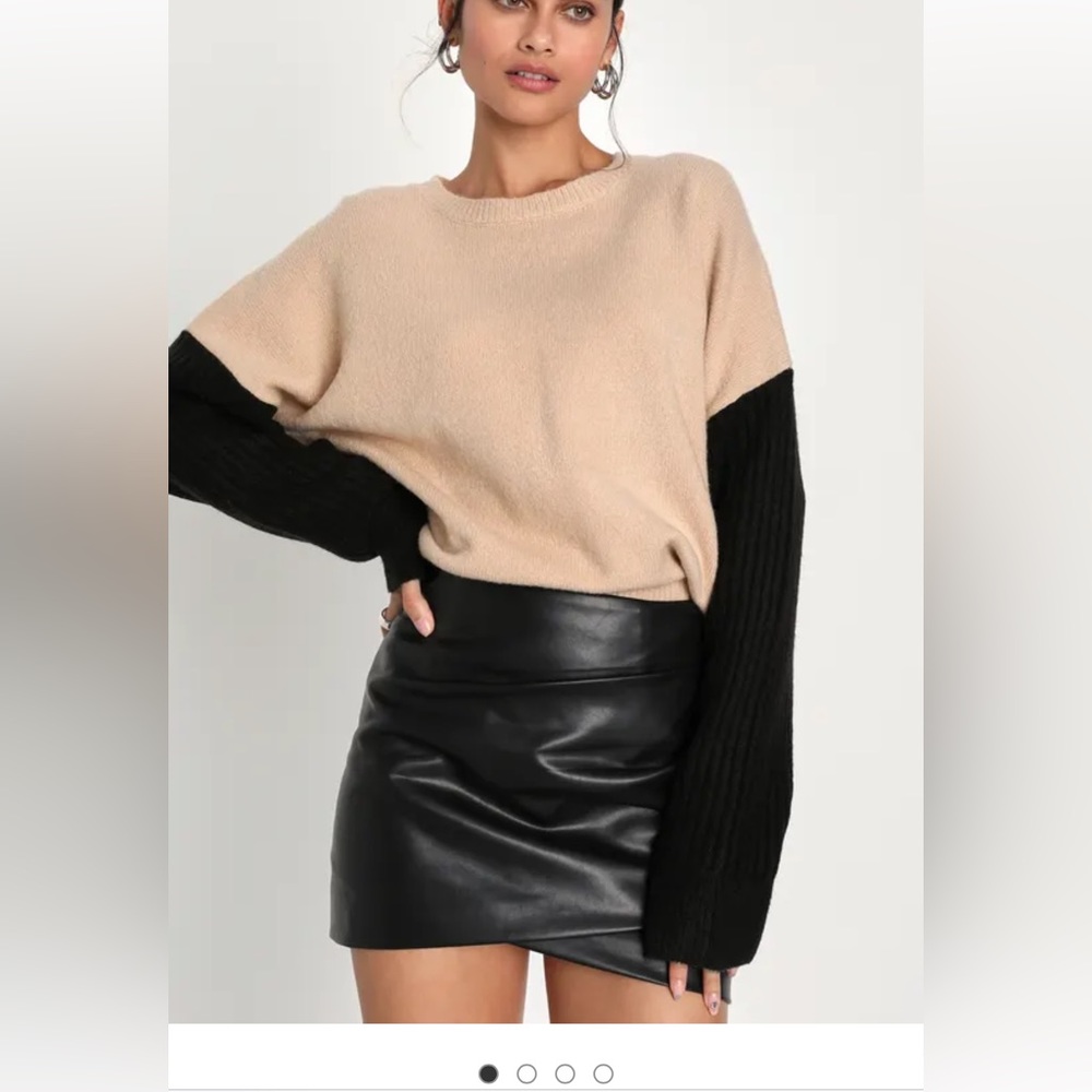 NWT Lulu’s Unforgettable Energy Black Vegan Leather Mini Skirt
